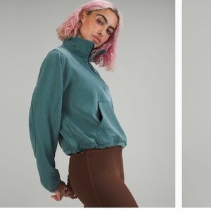 Lululemon Softstreme Ribbed Half Zip green jasper